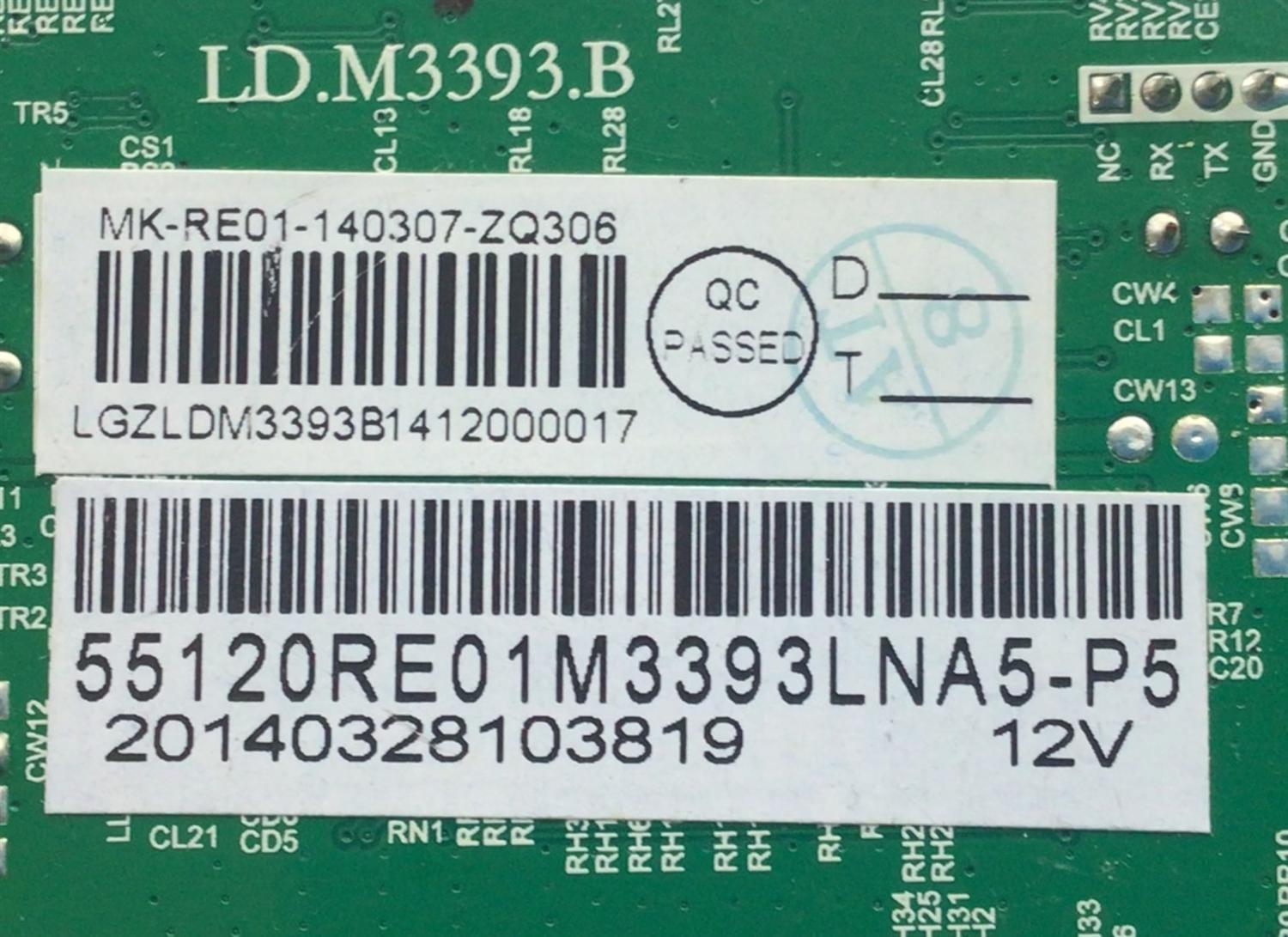 MAIN PARA TV RCA / NUMERO DE PARTE 55120RE01M3393LNA5-P5 / LD.M3393B / MK-RE01-140307-ZQ306 / MOLEDO MK-RE01-140307-ZQ306 - Imagen 3